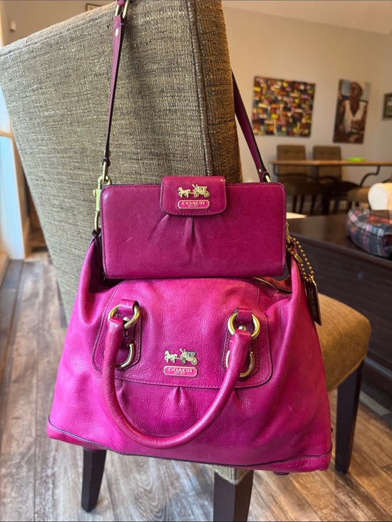 Coach Handbags - Coach Madison Sabrina hot pink satchel bag purse with matching wallet hangtag